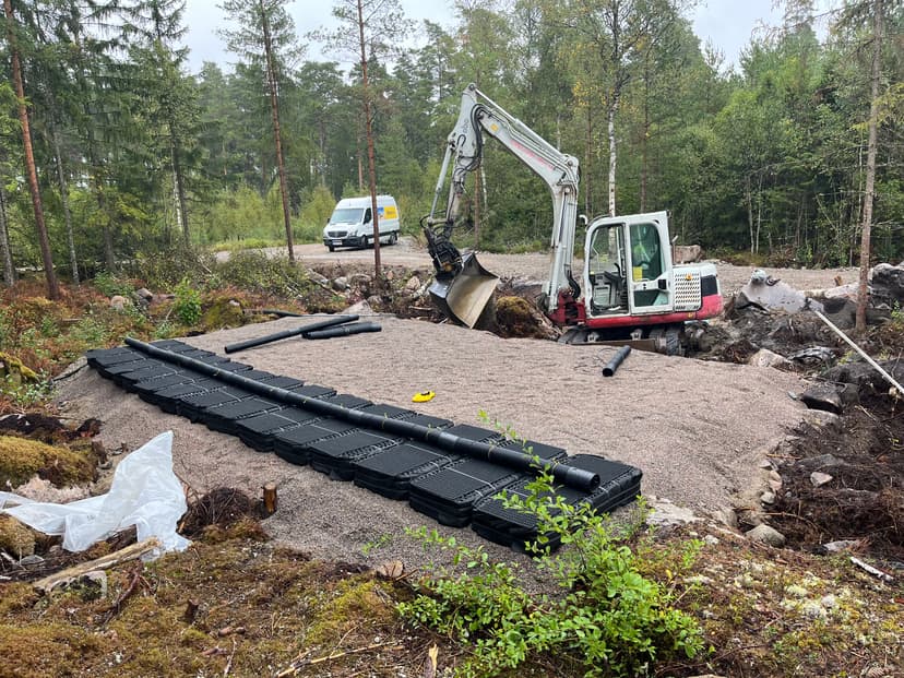 Grävmaskin och infiltrationsarbete